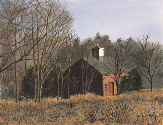 painting of red barn