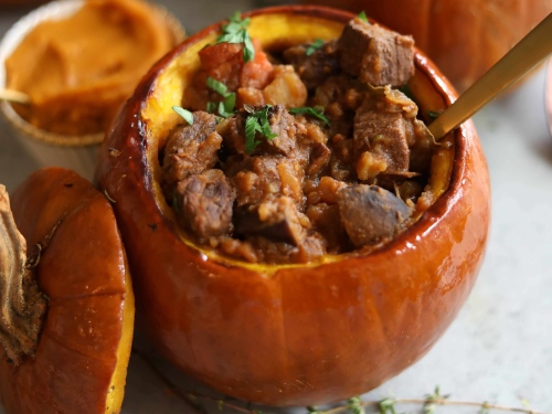 beef stew in a pumpkin