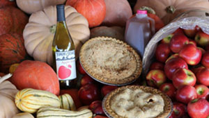 wine, pie, cider and apples
