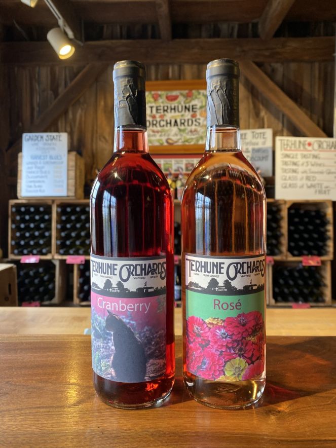 cranberry and rosé wines in tasting room