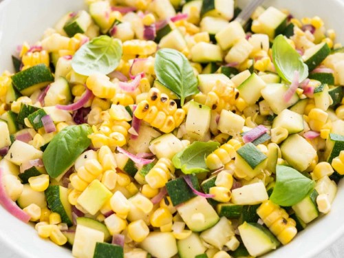 zucchini corn basil salad