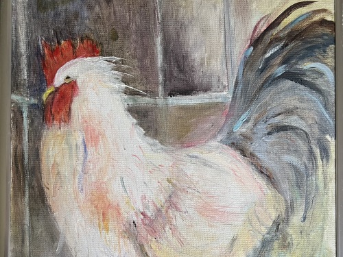 A painting of a rooster.